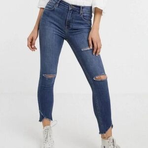 Free People Garden Party Cross Hem Cropped Skinny Jeans Size 25 - New With Tags